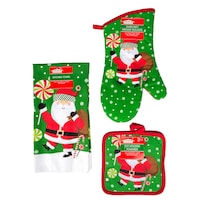 Christmas House Santa Printed Kitchen Linens — Dollar Tree