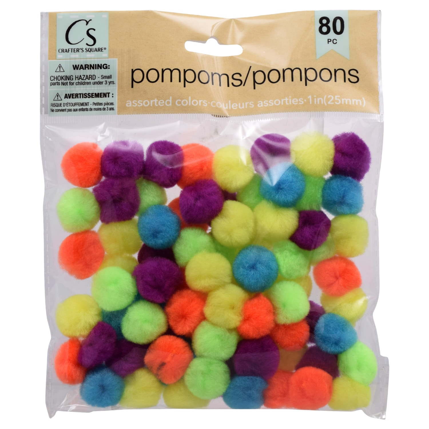 View Crafter's Square Multicolored Craft Pom-Poms,