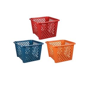 36 Diamond Slotted Plastic Stackable Baskets, 12.75 x 11.75 x 8.25-In. at Dollar Tree