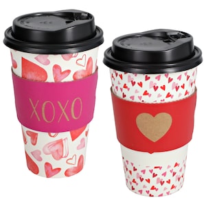 Valentine's Day Printed Coffee Cups with Lids