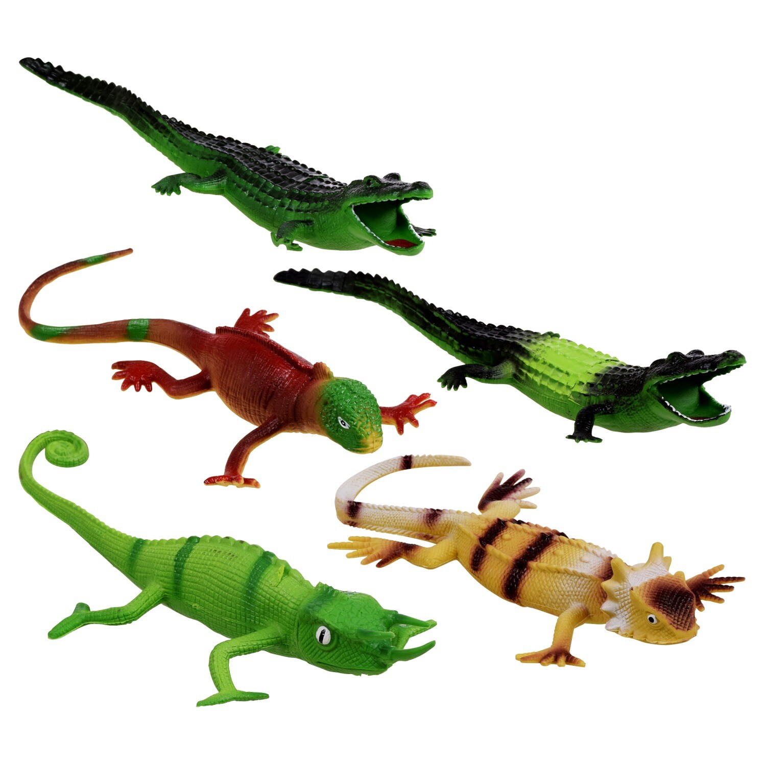 2 pack ASSORTED color PLAY 9 INCH RUBBER ALLIGATOR toy plastic pvc play GATORS