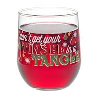 Novelty Printed Tinsel Tangle Stemless Glass Wine Glasses, 16.8 oz. — Dollar Tree
