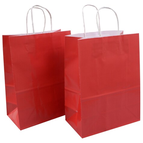 Bulk Voila Artistic Red Glossy Medium Gift Bags, 2-ct. Packs | Dollar Tree