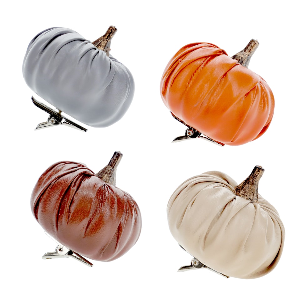 Faux Leather Pumpkin Clips, 3-ct. 2x3x6-in.