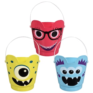 Monster Face Plastic Pails with Handles