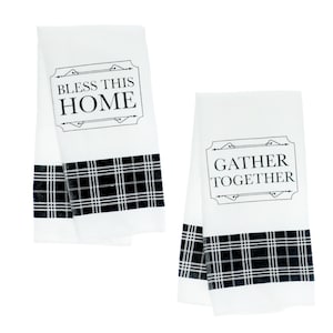 24 Home Collection Black and White Buffalo Check Sentimental Kitchen Towe at Dollar Tree
