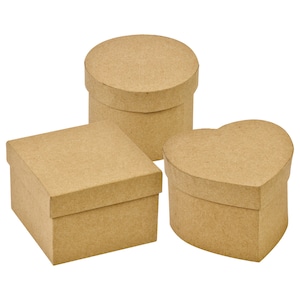 Paper Mache Assorted Boxes with Lids, 4x4 at Dollar Tree