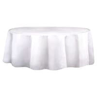 Bulk Round White Plastic Table Covers, Round Plastic Table Coverings