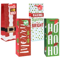 Christmas-Themed Glittery Wine Bottle Gift Bags — Dollar Tree