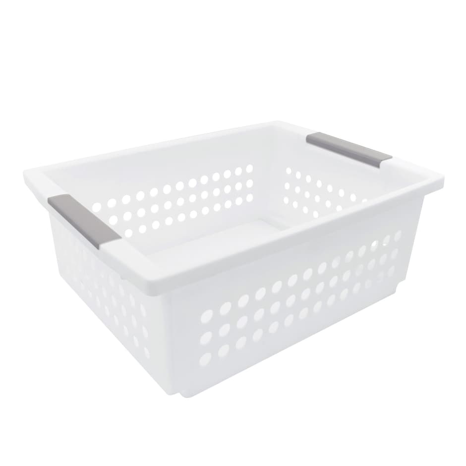 Large Stackable 17.1x12.6x6.3-in. White Plastic Basket, 1 ct.