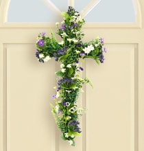 Spring Floral Cross Wreath