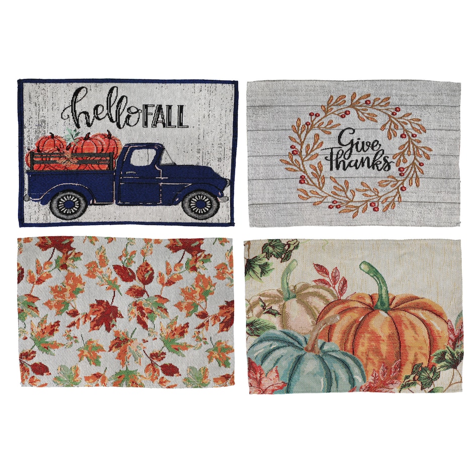 Home Collection Fall-Themed Tapestry Placemats, 13x18-in.