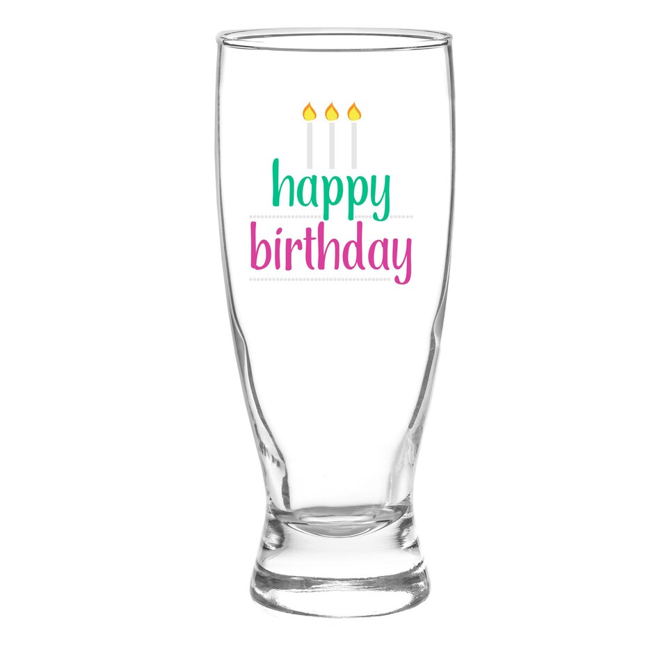 24-Piece Happy Birthday Candles Printed Pilsner Glasses, 14.5 oz