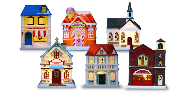 Mini Cobblestone Corners Christmas Village 2 Churches, Hotel & Post Office  in 2023