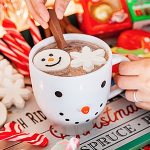 Hot Cocoa Mini Mug Topper ONLY for YOUR Marshmallow Mini Mug for Winter or  Everyday Tier Tray, Fake Hot Fudge with Marshmallows Mini Mug Topper