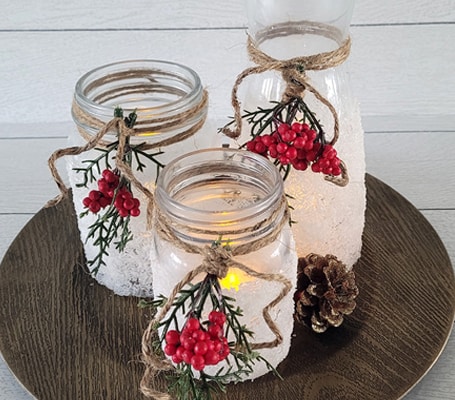 Frosted Glass Jar Candleholders