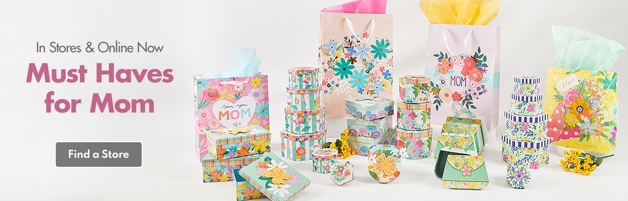 Variety of Mother’s Day gift bags, Boxes, and containers
