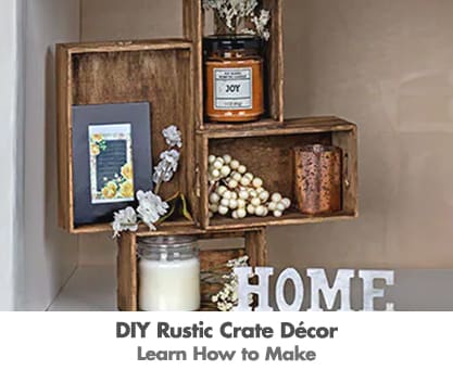 Blog idea: DIY farmhouse decoration made from wooden crates and décor accents