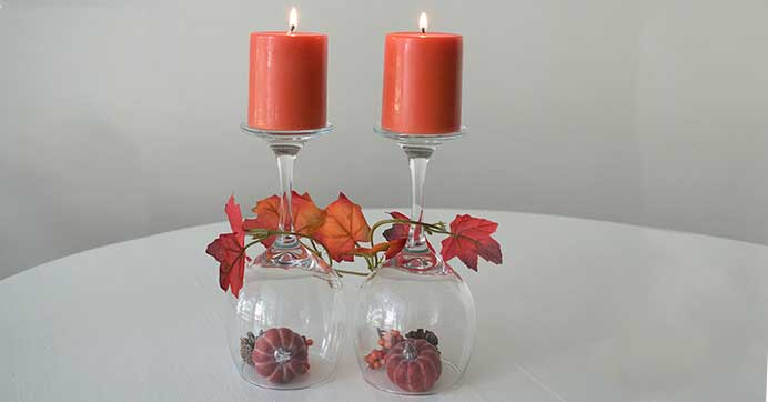 Trendy Autumn Wine Glass Candleholders