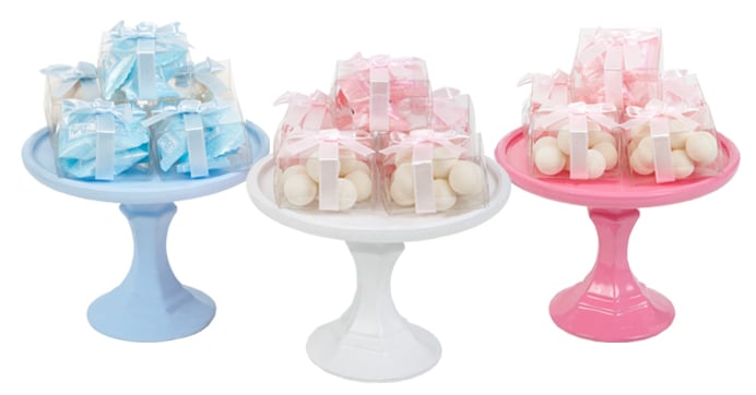 Dessert servers made from painted plates and candleholders; Credit: Dollar Tree