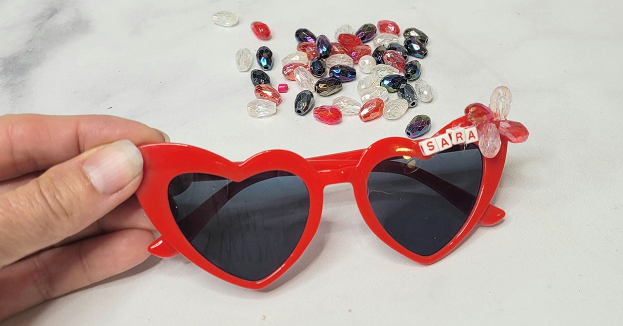 Red Beaded Sunglasses Bleeding teardrop sunglasses ? These are completely beaded  main image 3