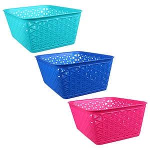 Essentials Plastic Geometric Slotted Storage Baskets, 9.75x7.125x3.75 in.